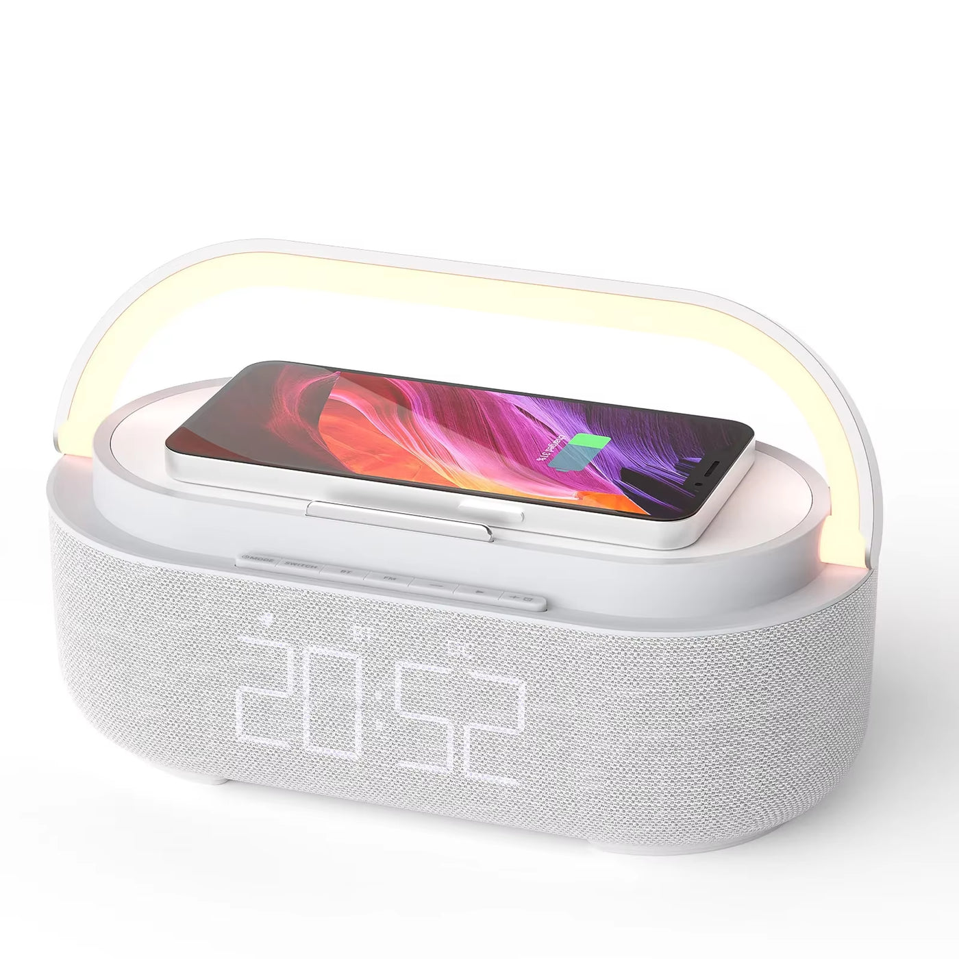 NEW Wireless Charger 15W Portable Digital FM Alarm Clock Bluetooth Speaker Radio Touch Night Light Dual Home Bedside Subwoofer