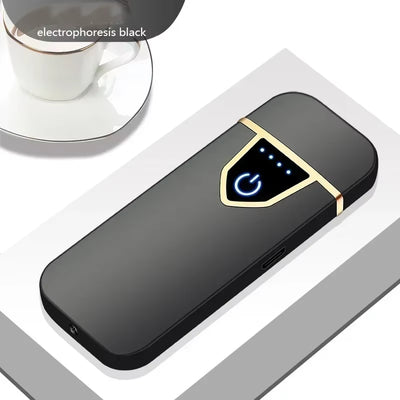 2025 Double-Sided Fingerprint Touch Lighter Windproof Ignition Tool USB Electronic Charging Ultra-Thin Heating Wire Outdoor