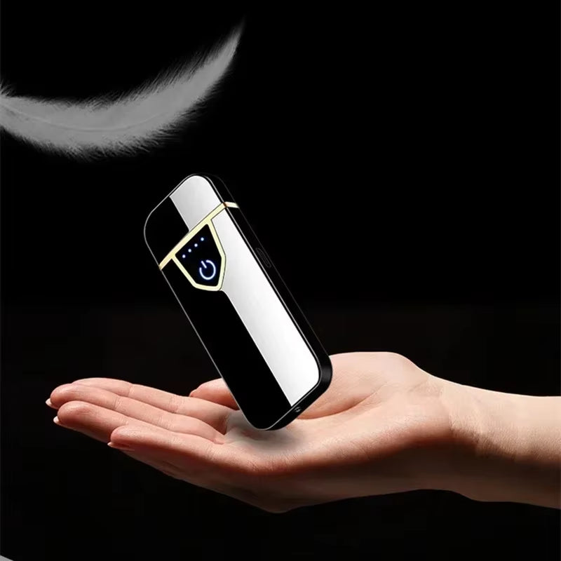 2025 Double-Sided Fingerprint Touch Lighter Windproof Ignition Tool USB Electronic Charging Ultra-Thin Heating Wire Outdoor