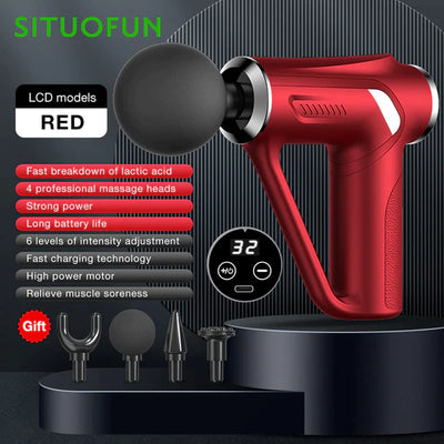 SITUOFUN Massage Gun 32 Levels Deep Tissue Neck Body Back Muscle Sport Electric Pistol Massager Exercise Relaxation Pain Relief