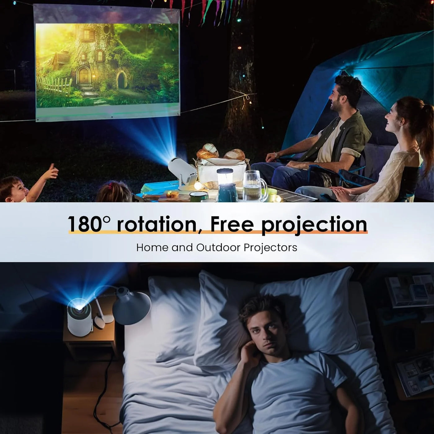 Mini Projector with Wifi and Bluetooth,4K 1080P Supported,Outdoor Movie Projector